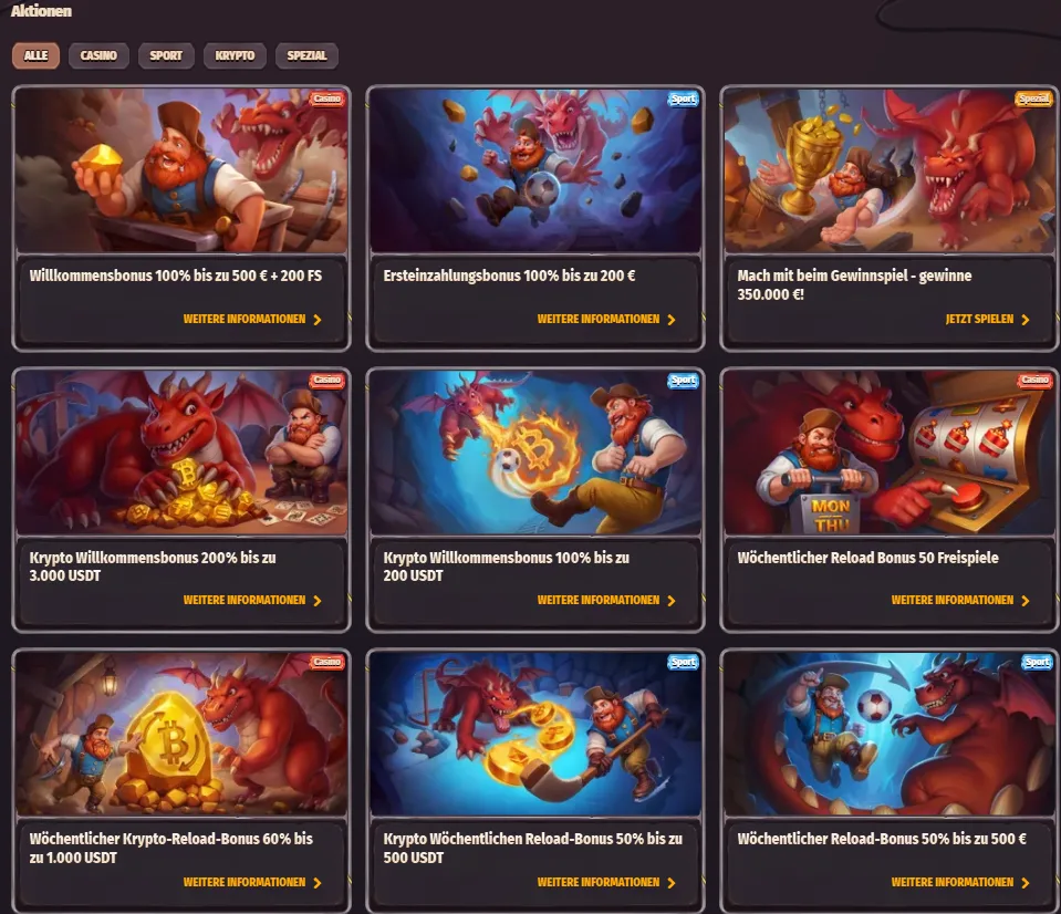Dragonia Casino Spielauswahl